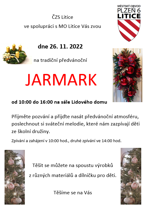 Tradiční předvánoční JARMARK dne 26. 11. 2022