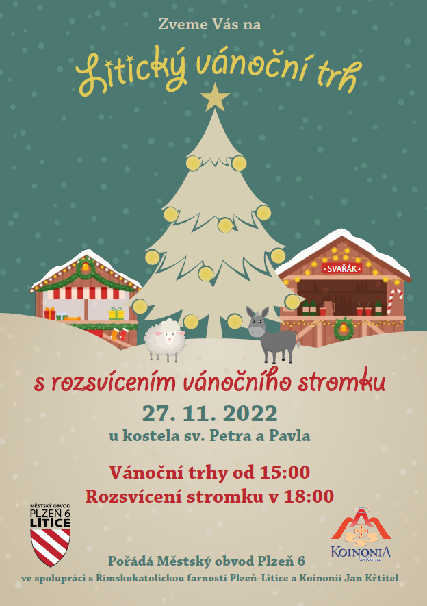 Pozvánka na Litický vánoční trh s rozsvícením vánočního stromku 27. 11. 2022